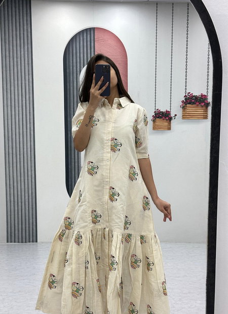 Pc 509 Pure Cotton With Heavy Thread Embroidery Work Frocks Wholesale Suppliers In Mumbai